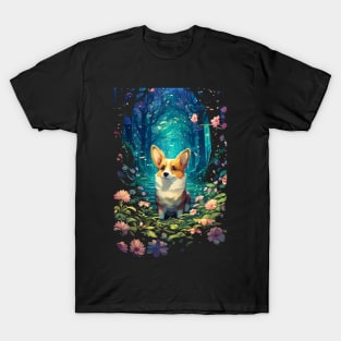 Corgi In Magical Forest T-Shirt